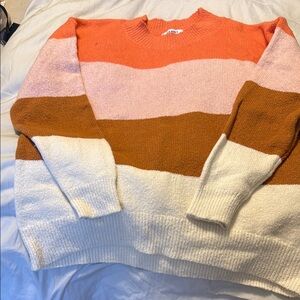 Old Navy Women's Striped Sweater - Coral, Pink, Brown, Cream
